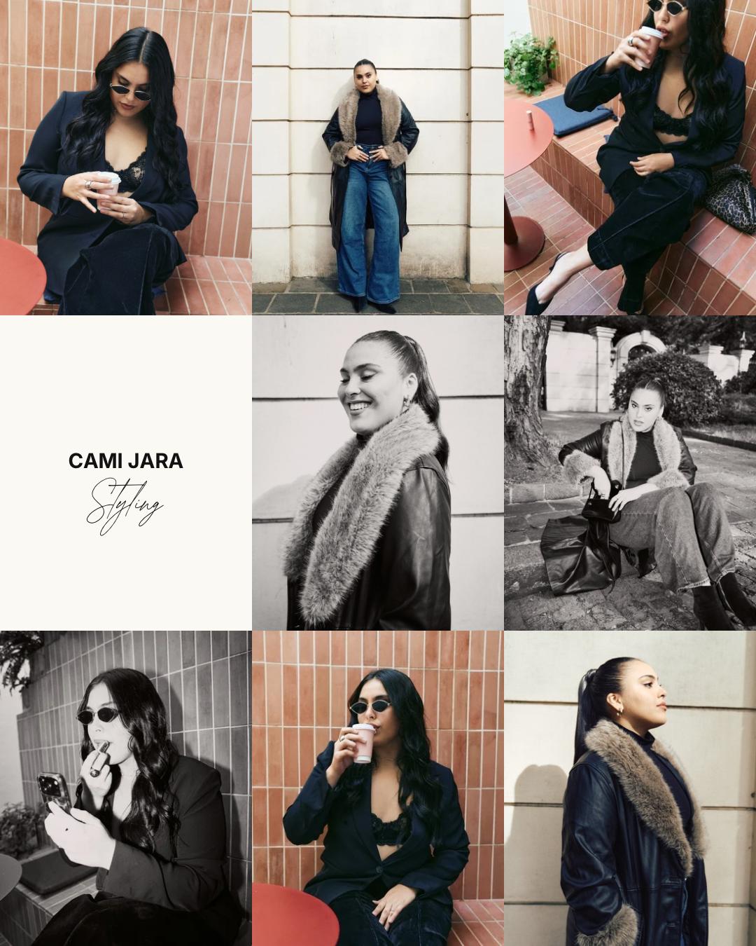 Styling de Cami Jara: mosaico de looks en distintas locaciones